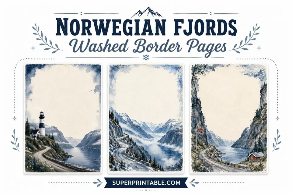 Norwegian Fjords Washed Border Pages Feature Image
