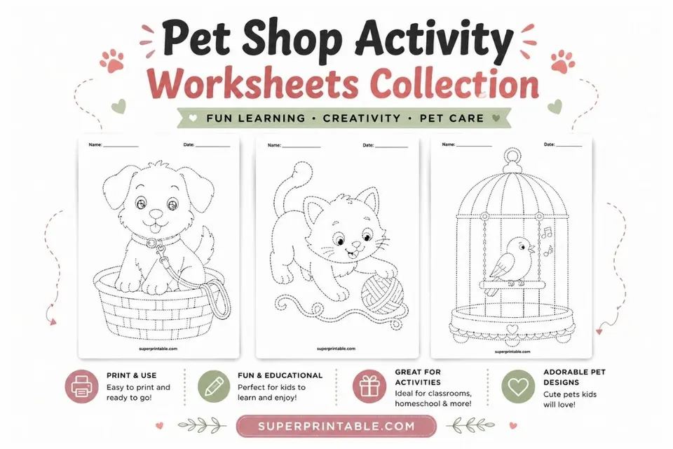 Pet Shop Activity Worksheets Feature Image