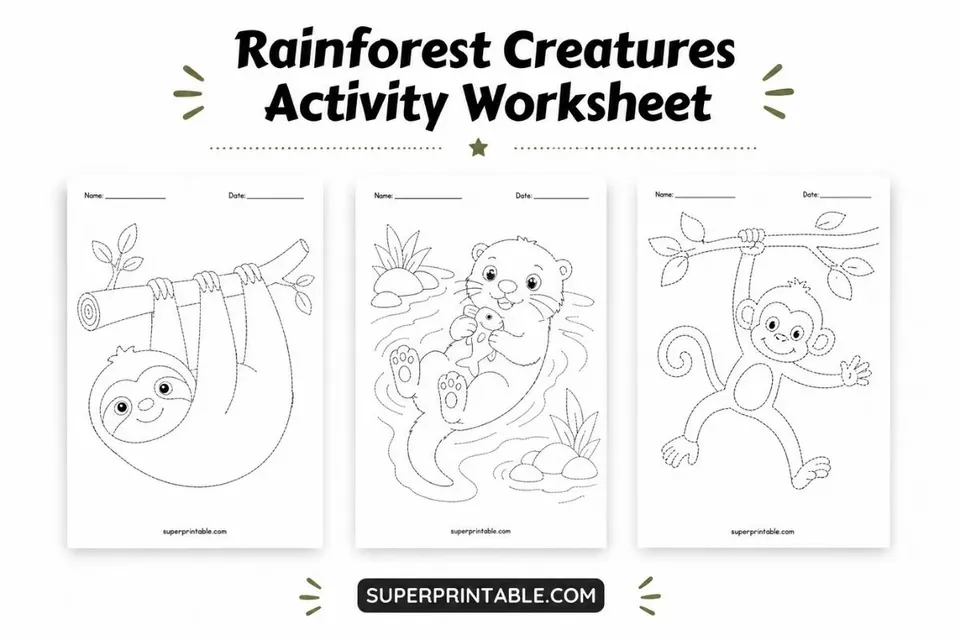 Rainforest Creatures Activity Worksheet Feature Image