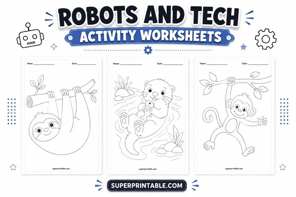 Robots and Tech Activity Worksheets Feature Image