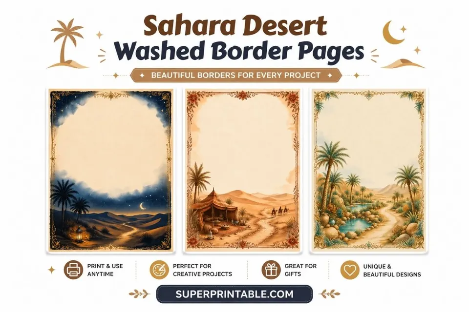 Sahara Desert Washed Border Pages Feature Image