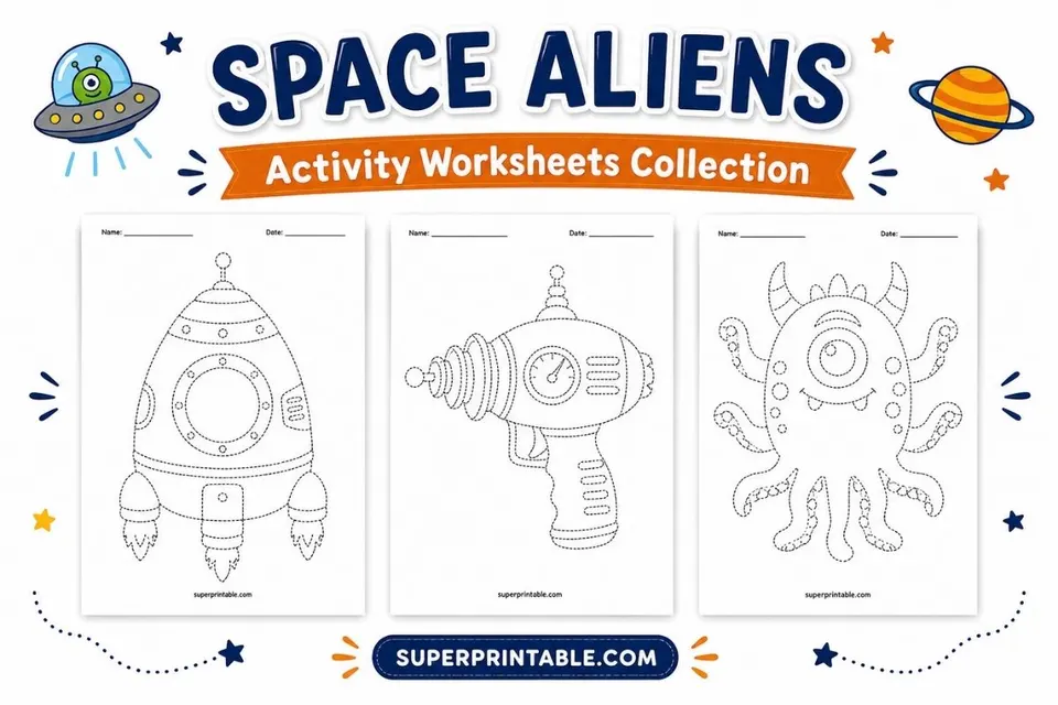 Space Aliens Activity Worksheets Collection Feature Image