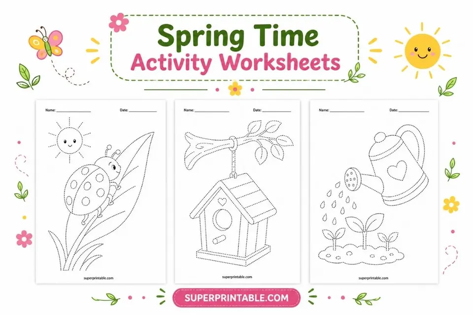 Spring Time Activity Worksheets Feature Image