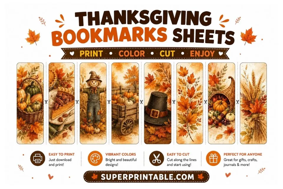 Thanksgiving Bookmarks Sheets Collection Feature Image