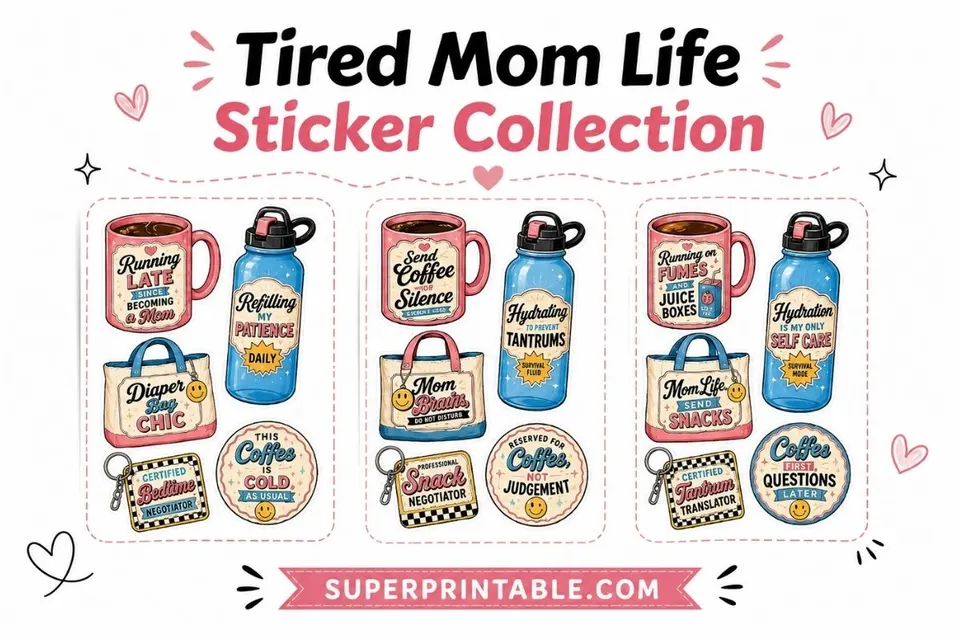 Tired Mom Life Sticker Collection Feature Image