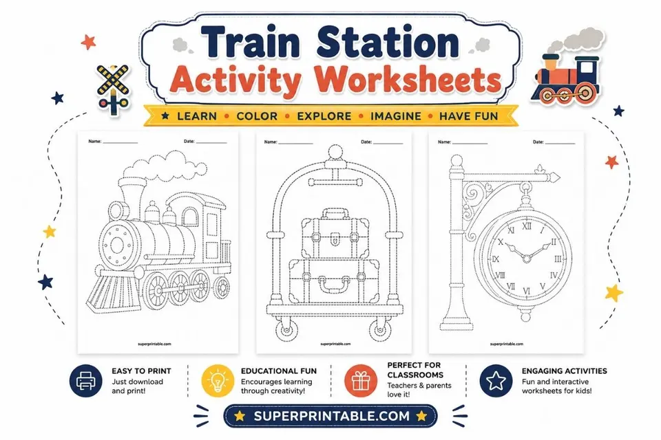 Train Station Activity Worksheets Feature Image