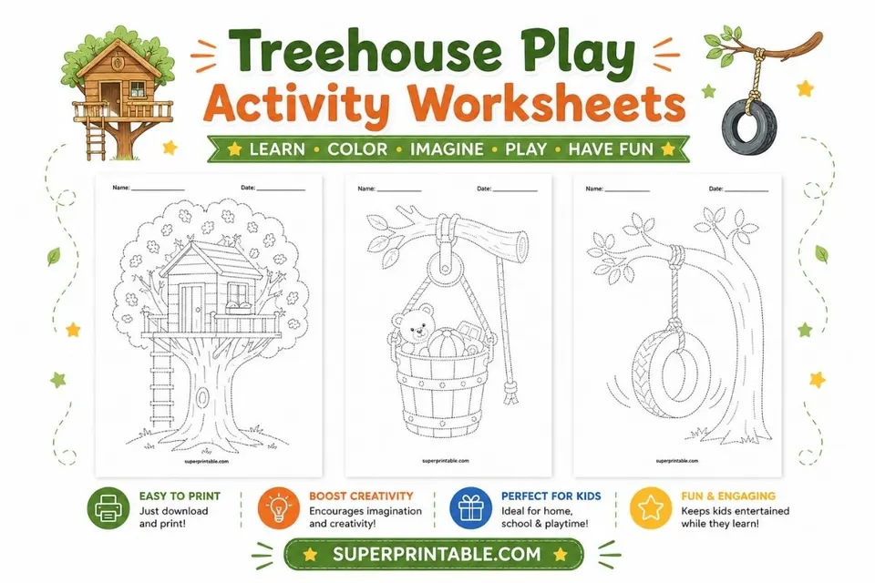 Treehouse Play Activity Worksheets Feature Image