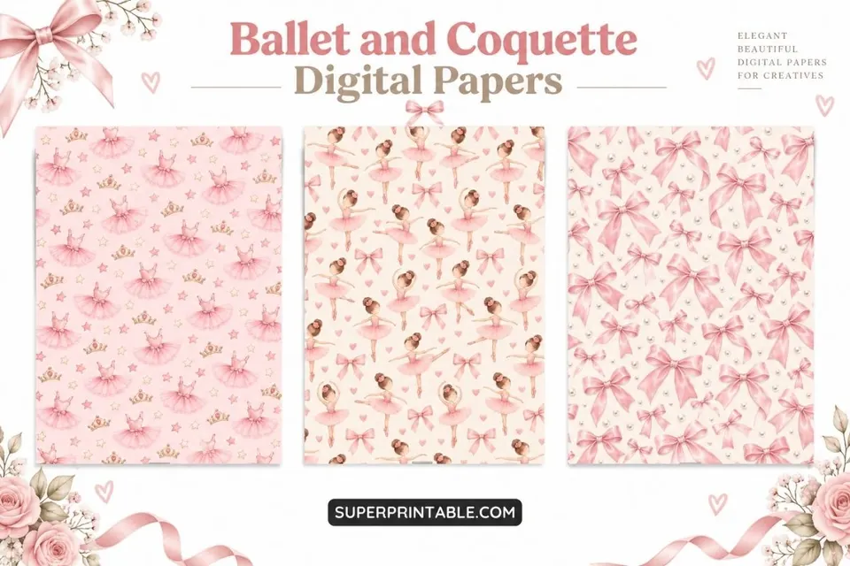 10+ Ballet and Coquette Digital Papers Feature Image