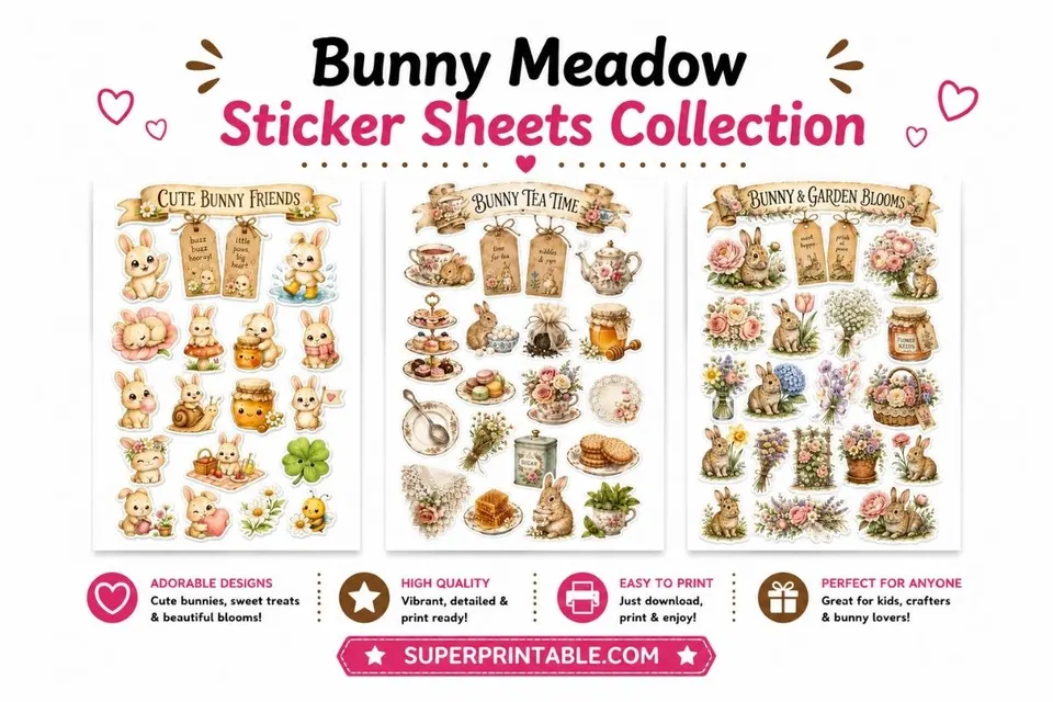 10+ Bunny Meadow Sticker Sheets Collection Feature Image