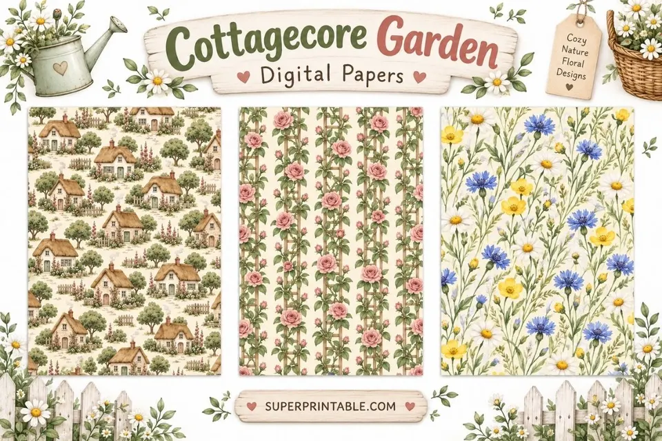 10+ Cottagecore Garden Digital Papers Feature Image