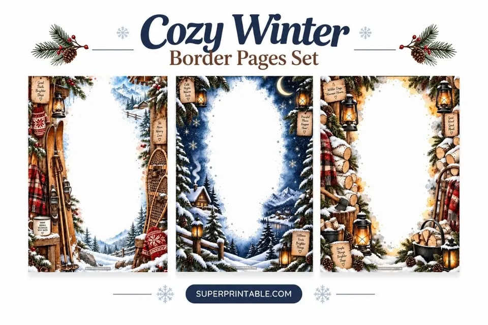 10+ Cozy Winter Border Pages Set Feature Image