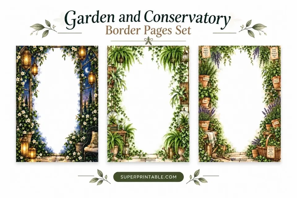 10+ Garden and Conservatory Border Pages Set Feature Image