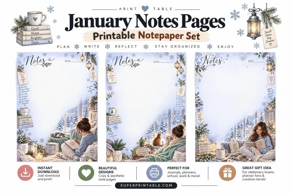 10+ January Notes Pages Feature Image