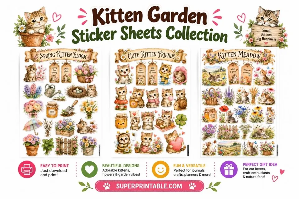 10+ Kitten Garden Sticker Sheets Collection Feature Image