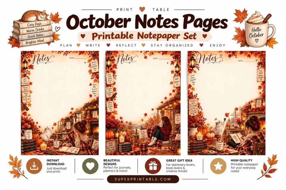 10+ October Notes Pages Feature Image