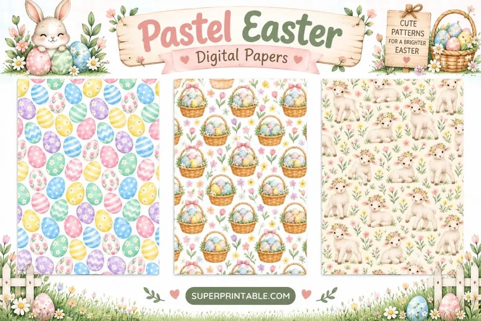 10+ Pastel Easter Digital Papers Feature Image