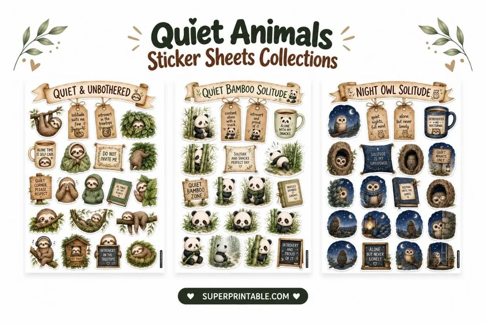 10+ Quiet Animals Sticker Sheets Collections Feature Image