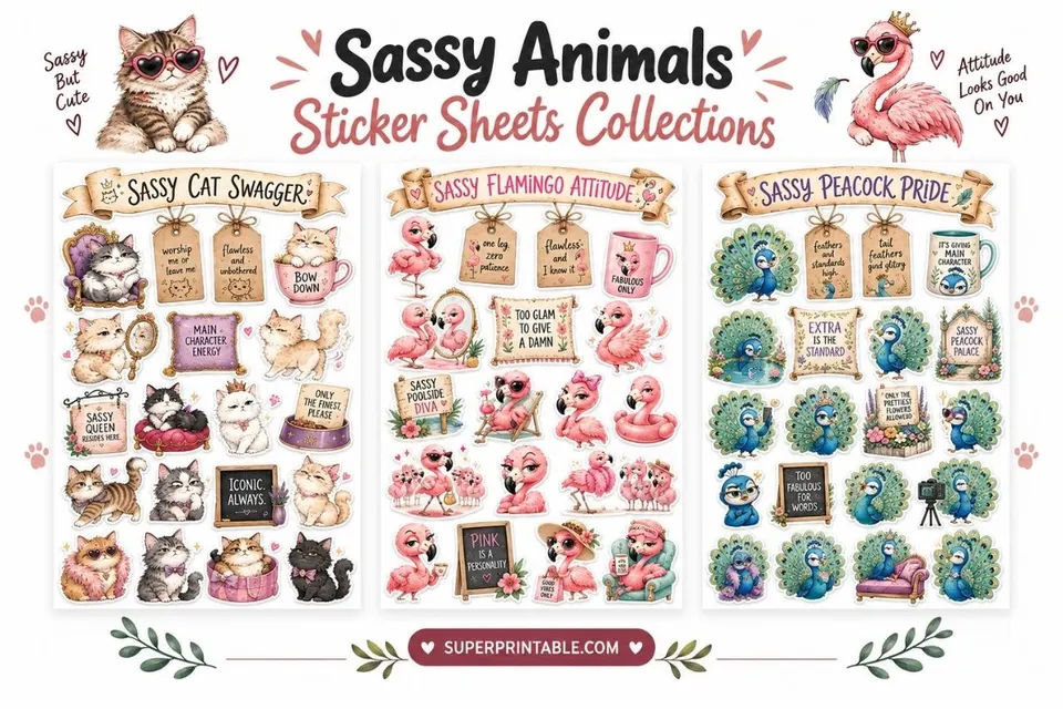 10+ Sassy Animals Sticker Sheets Collections Feature Image