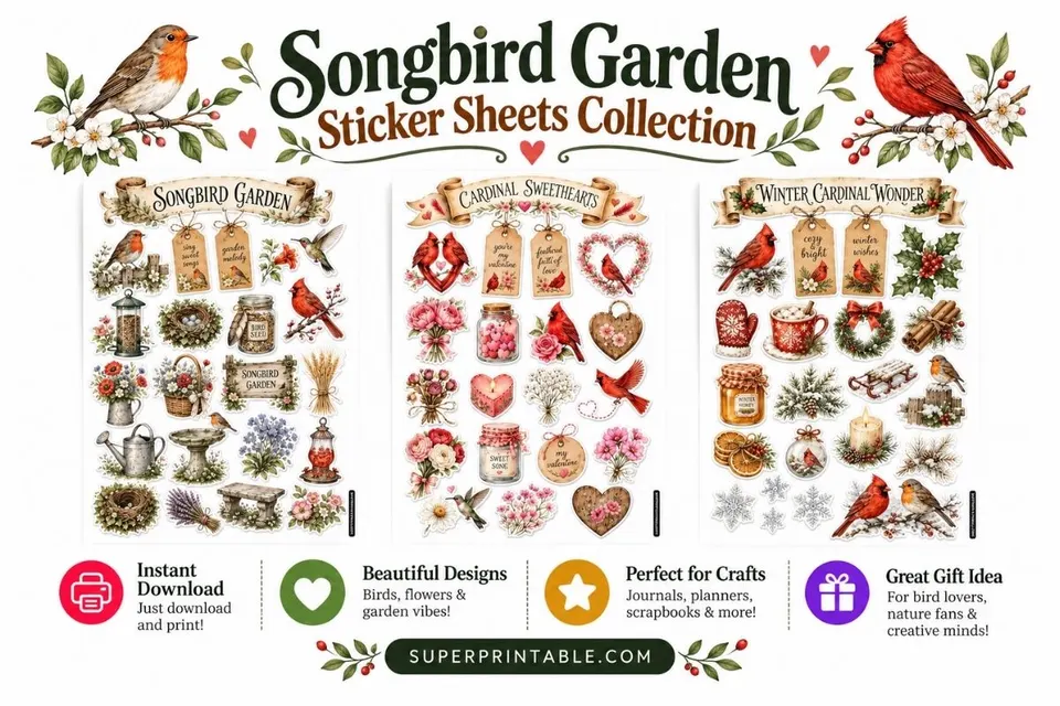 10+ Songbird Garden Sticker Sheets Collection Feature Image