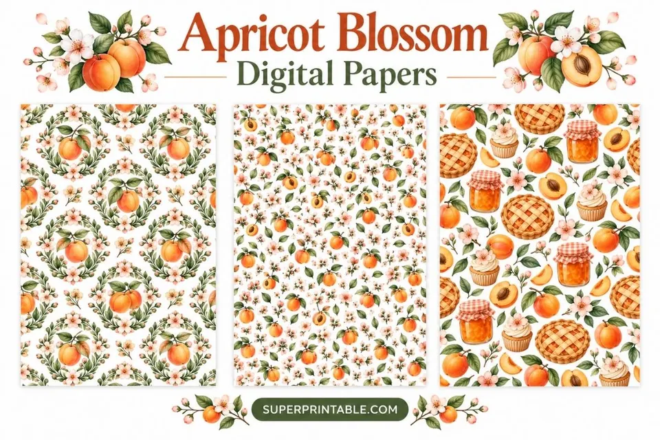 12+ Apricot Blossom Digital Papers Feature Image