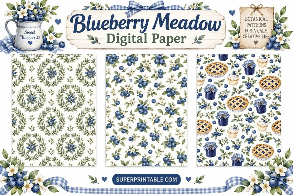12+ Blueberry Meadow Digital Paper Feature Image