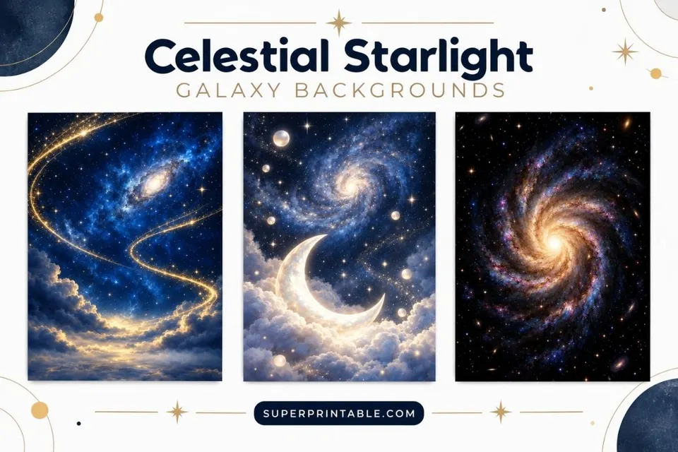 12+ Celestial Starlight Galaxy Backgrounds Feature Image
