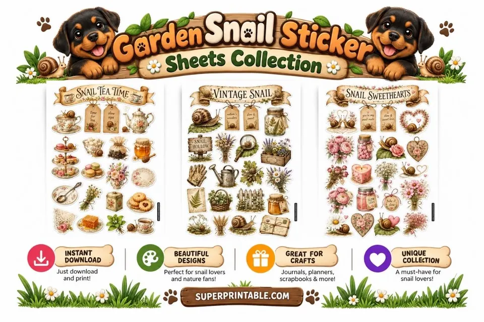 12+ Garden Snail Sticker Sheets Collection Feature Image