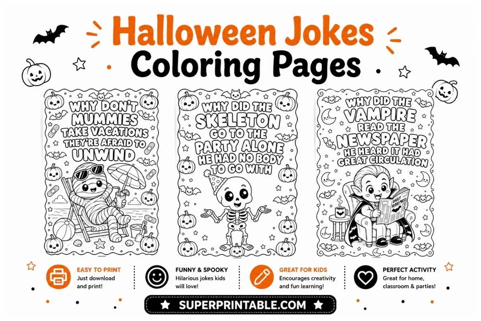 12+ Halloween Jokes Coloring Pages Feature Image