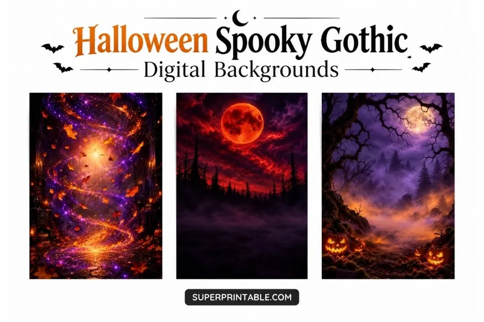 12+ Halloween Spooky Gothic Digital Backgrounds Feature Image