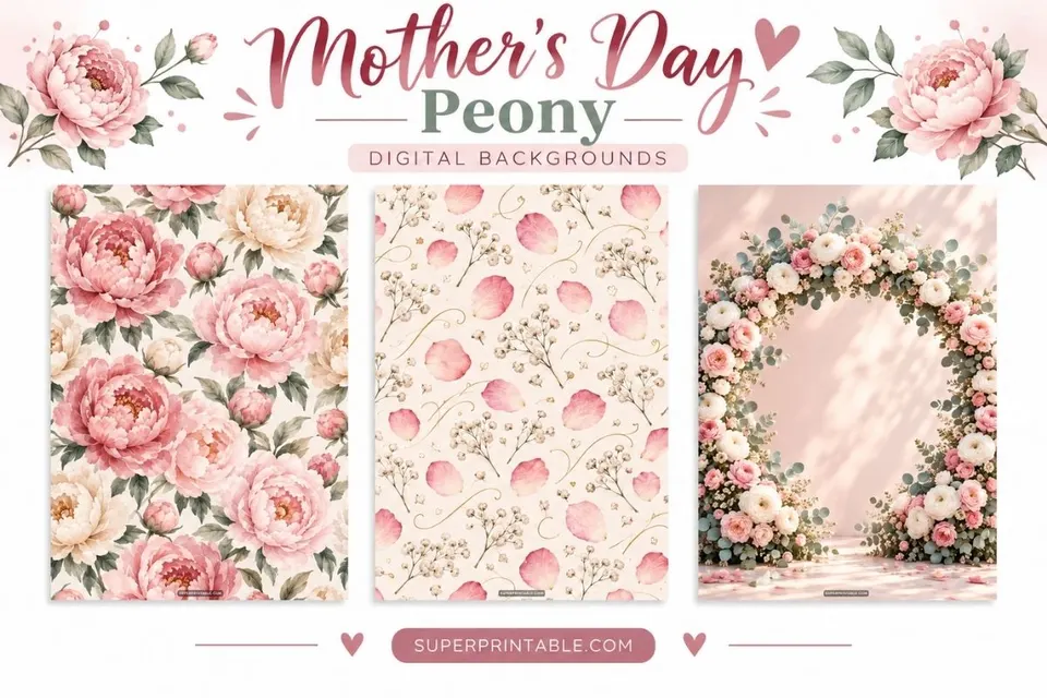 12+ Mother's Day Peony Digital Backgrounds Feature Image