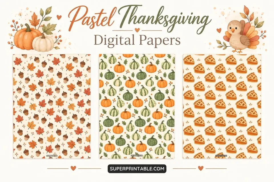 12+ Pastel Thanksgiving Digital Papers Feature Image