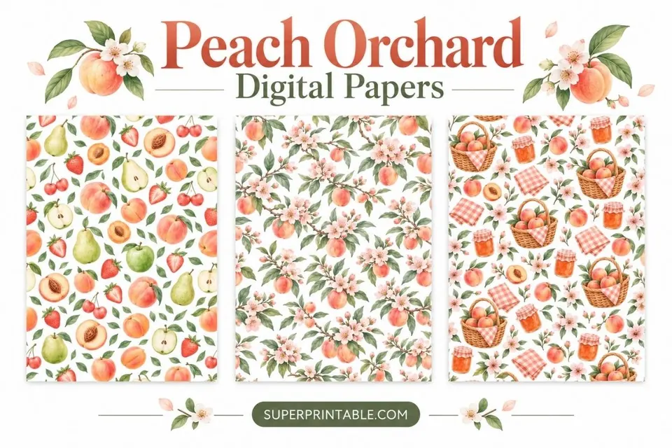 12+ Peach Orchard Digital Papers Feature Image
