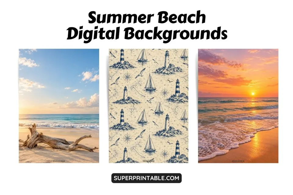 12+ Summer Beach Digital Backgrounds Feature Image