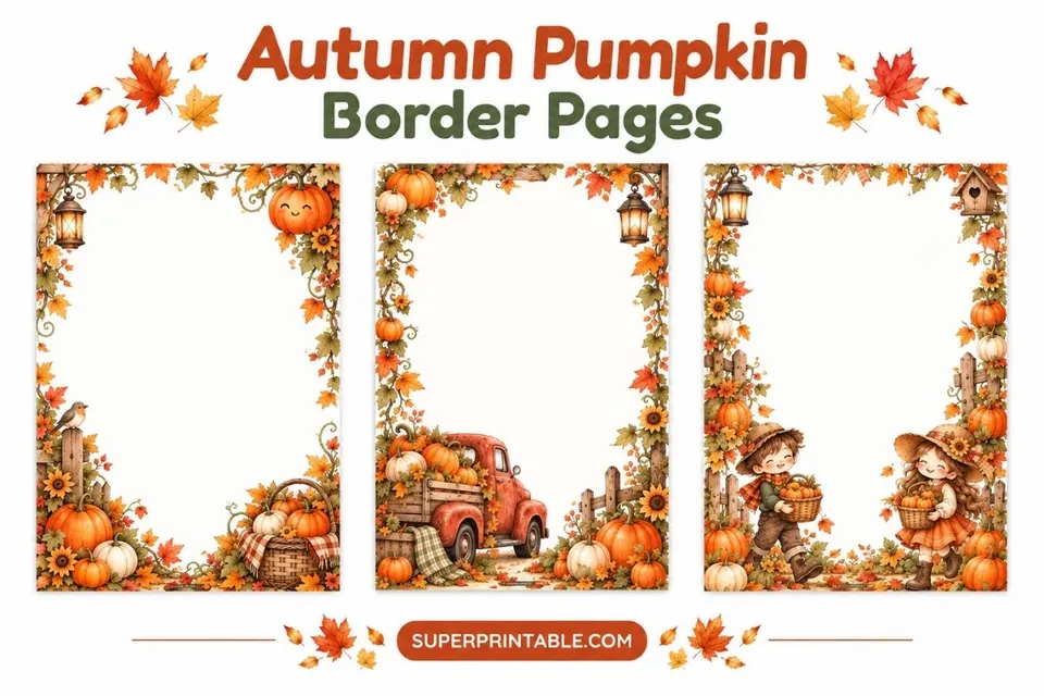 20 Autumn Pumpkin Border Pages Feature Image