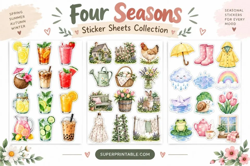 30+ Four Seasons Sticker Sheets Collection Feature Image