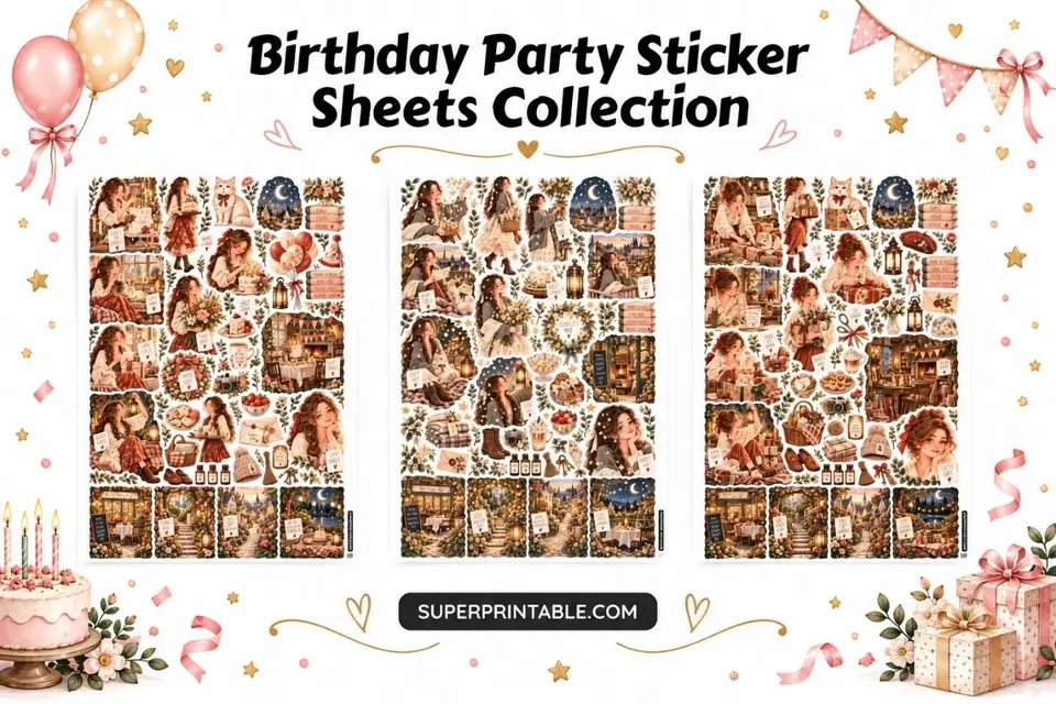 Birthday Party Sticker Sheets Collection Feature Image