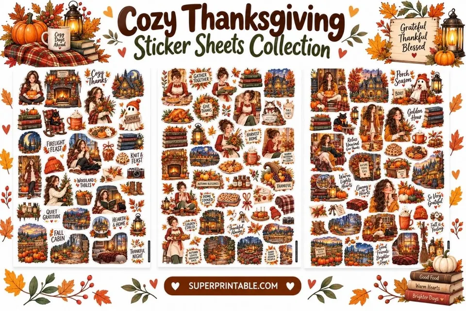 Cozy Thanksgiving Sticker Sheets Collection Feature Image