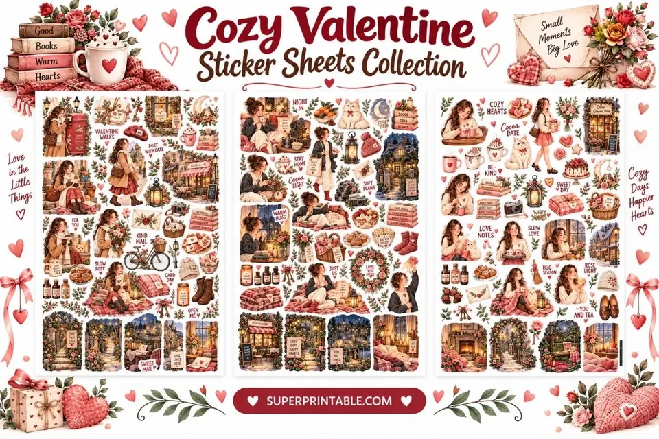 Cozy Valentine Sticker Sheets Collection Feature Image