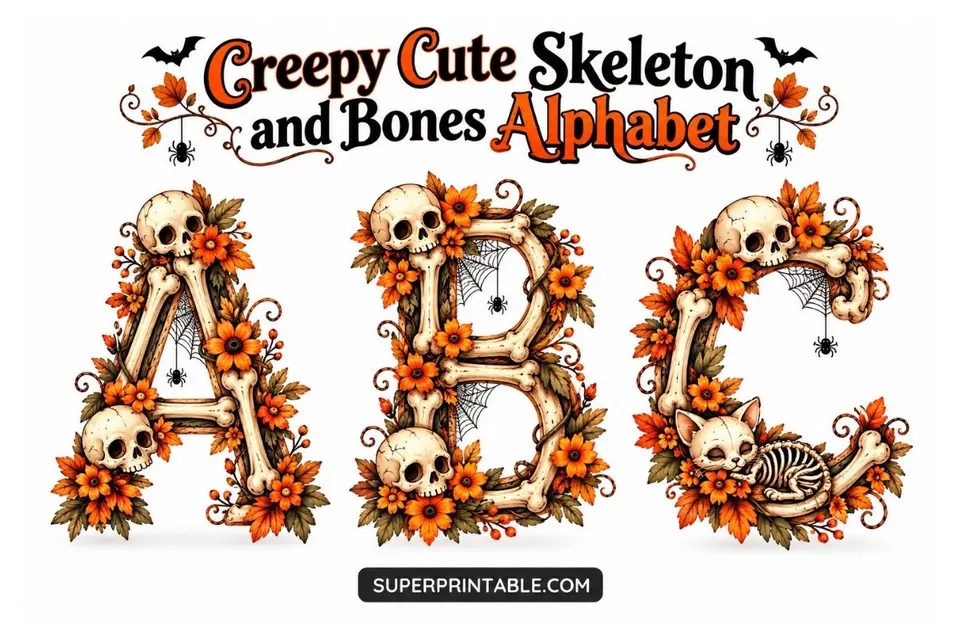 Creepy Cute Skeleton and Bones Alphabet Feature Image