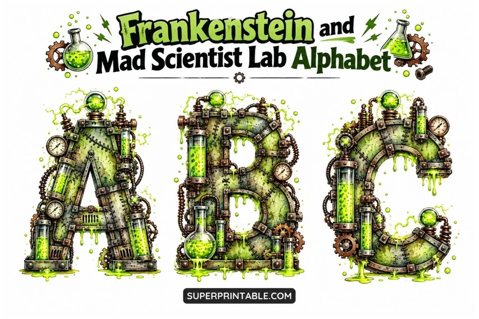 Frankenstein and Mad Scientist Lab Alphabet Feature Image