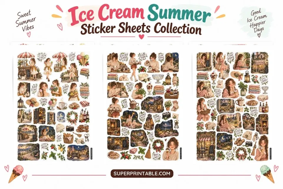 Ice Cream Summer Sticker Sheets Collection Feature Image