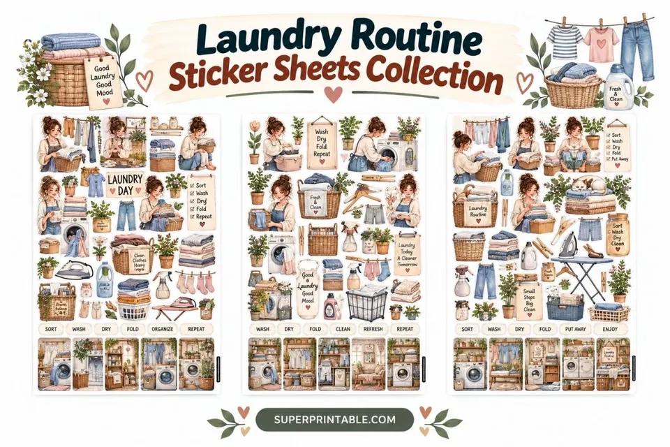 Laundry Routine Sticker Sheets Collection Feature Image