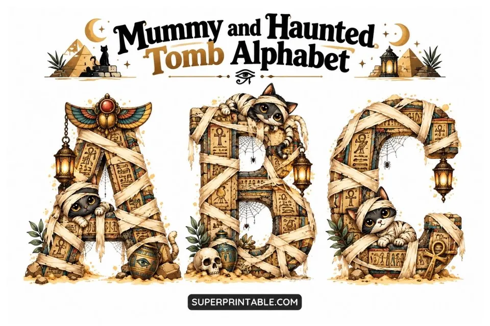 Mummy and Haunted Tomb Alphabet Feature Image