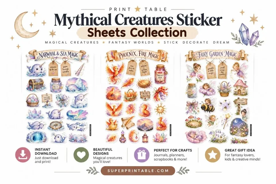 Mythical Creatures Sticker Sheets Collection Feature Image