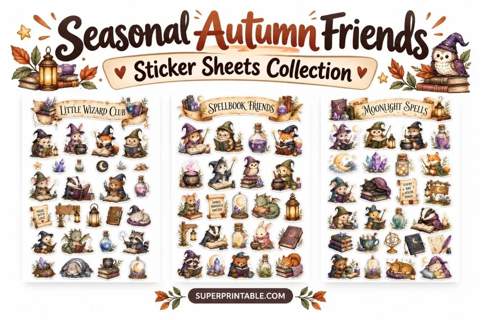 Seasonal Autumn Friends Sticker Sheets Collection Feature Image