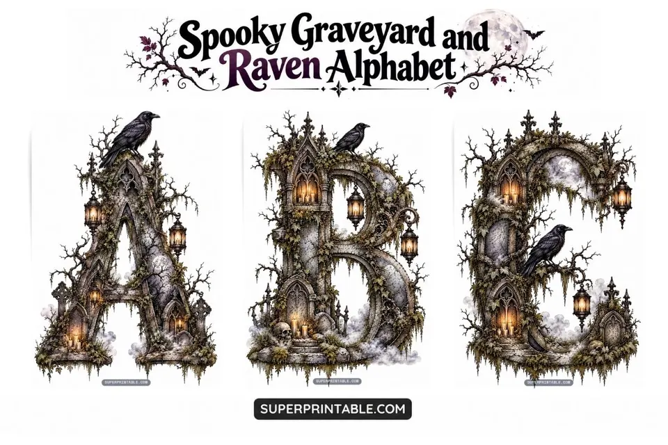 Spooky Graveyard and Raven Alphabet Feature Image