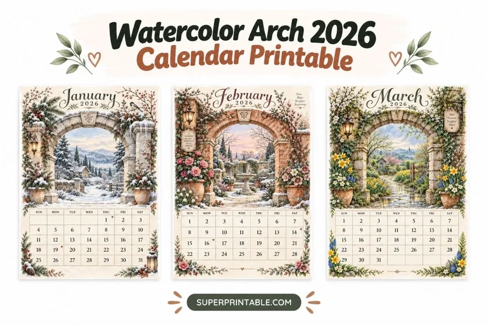 Watercolor Arch 2026 Calendar Printable Feature Image