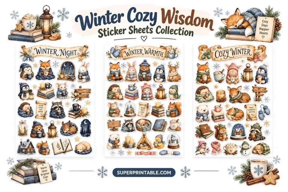 Winter Cozy Wisdom Sticker Sheets Collection Feature Image