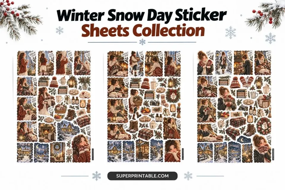 Winter Snow Day Sticker Sheets Collection Feature Image