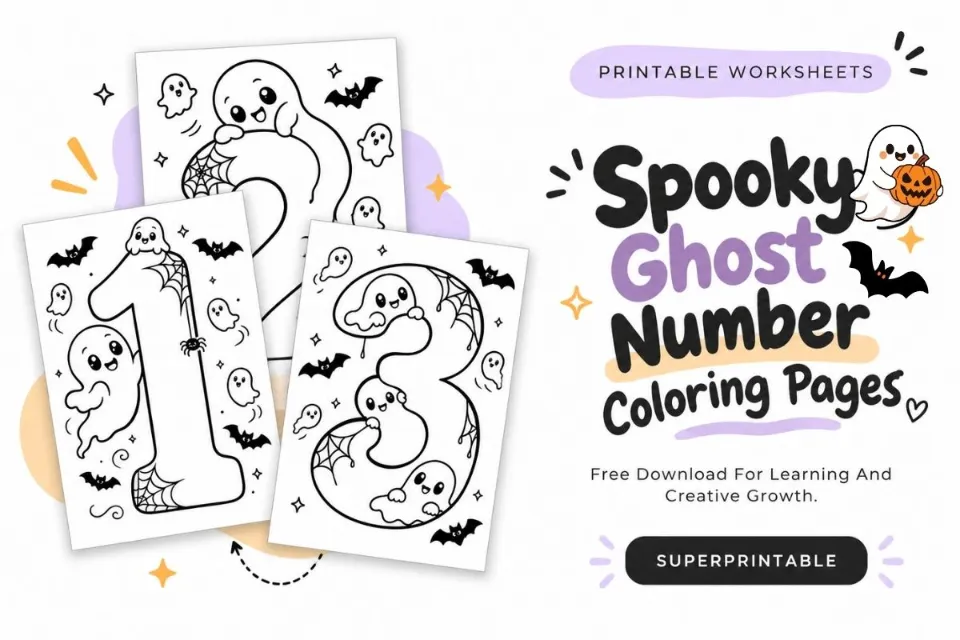Spooky Ghost Number Coloring Pages Feature Image